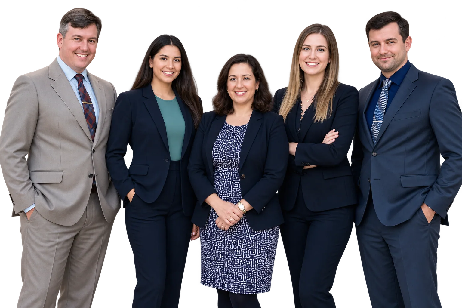 The five attorneys of Smith & Weidinger PLLC standing together in business attire